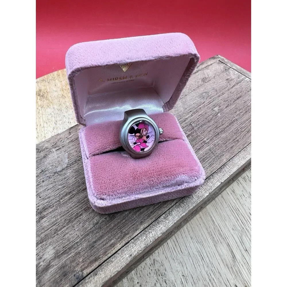 Vintage Disney Minnie Mouse Finger Ring Watch Working Japan Mov’t DIS/R/03 Rare